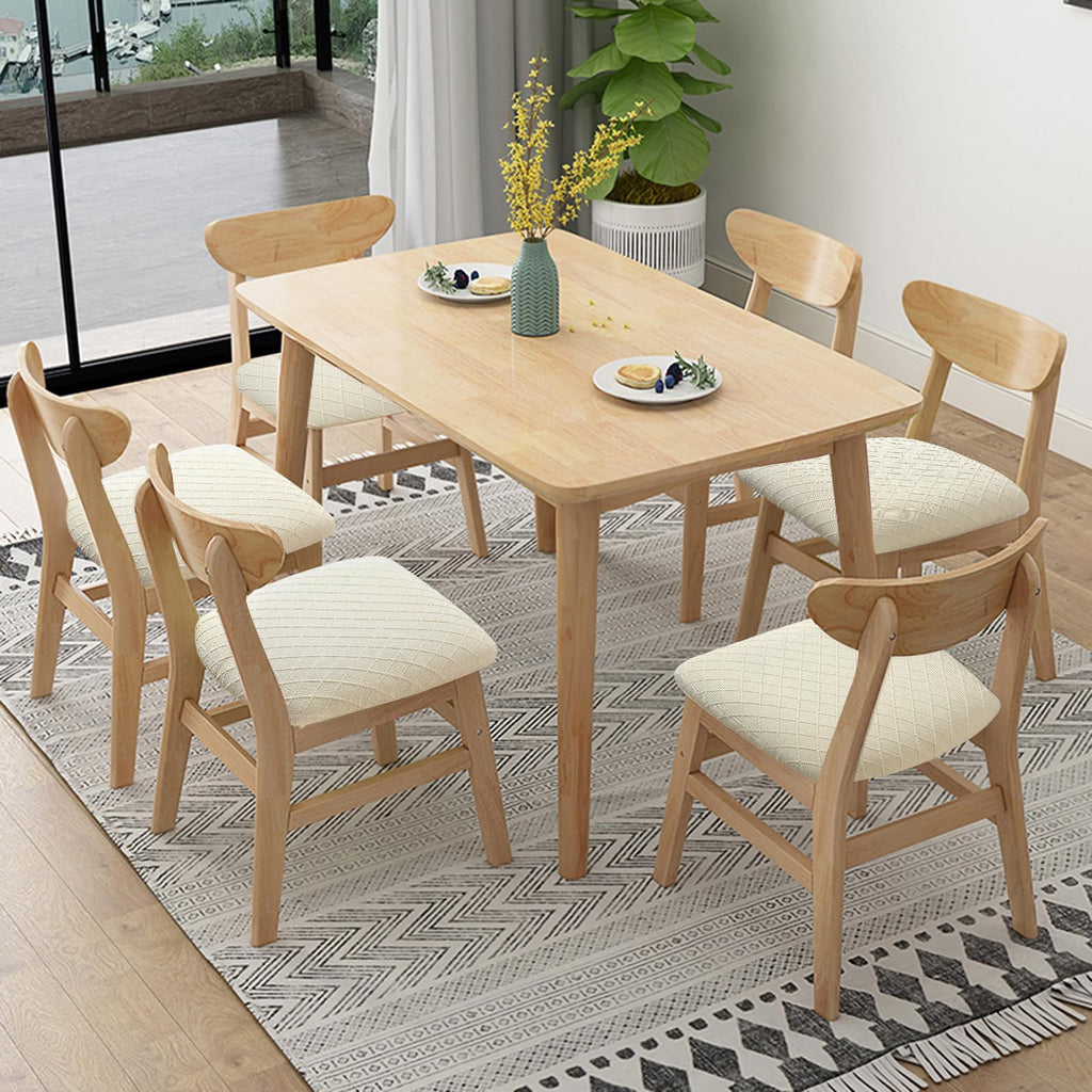 Dining Chair Seat Covers Stretch Slipcovers, 6 Pack, Beige