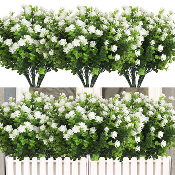 12 Bundles Artificial Outdoor Plants, Artificial Greenery for Flower