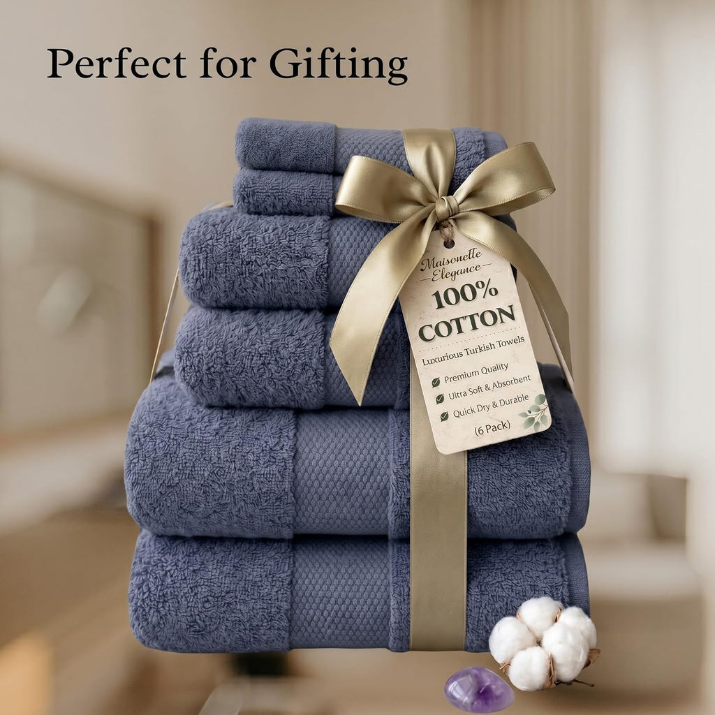 Elegance 100% Organic Cotton Turkish Bathroom Towels Set, Ideal Quick Dry Luxury Washcloths, Hand & Large Luxury Bath