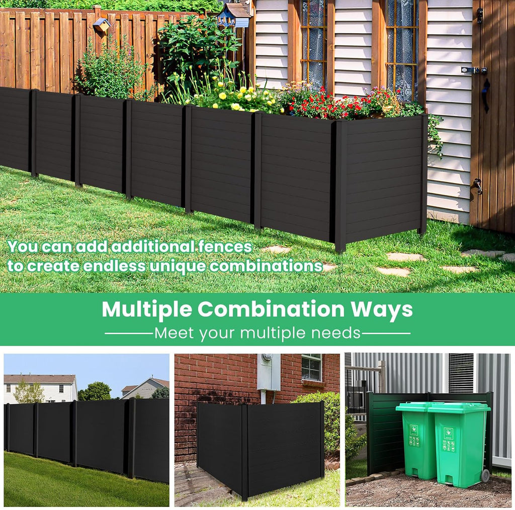 2 Panels Outdoor Privacy Screen, 48''W x 48''H Air Conditioner Fence, Trash Can Enclosure with Stakes, PP Vinyl