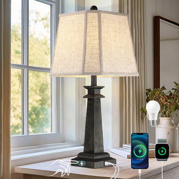 Black Table Lamp, 27.5" Farmhouse Lamp