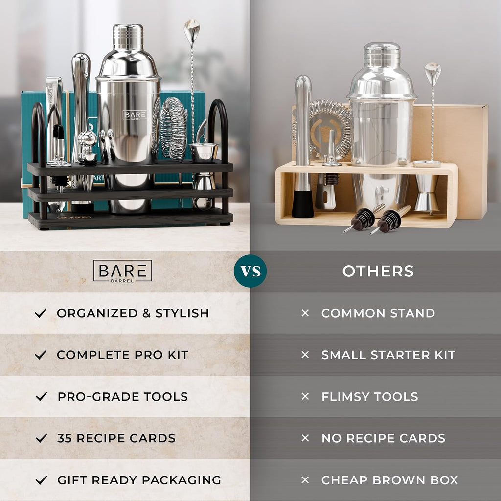 Mixology Bartender Kit Bar Set | 14-Piece Cocktail Shaker Set | Martini Barware Mixing Tools Bartending | 35 Recipe - Set of 14