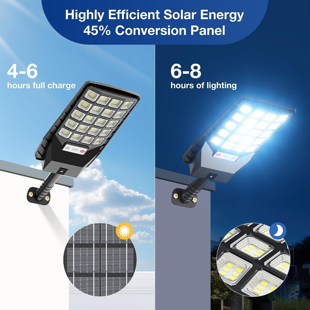 Solar Lights Outdoor, Wide Angle Solar Street Light IP66 Waterproof | 6500K Solar Lights Motion Sensor & Dusk to