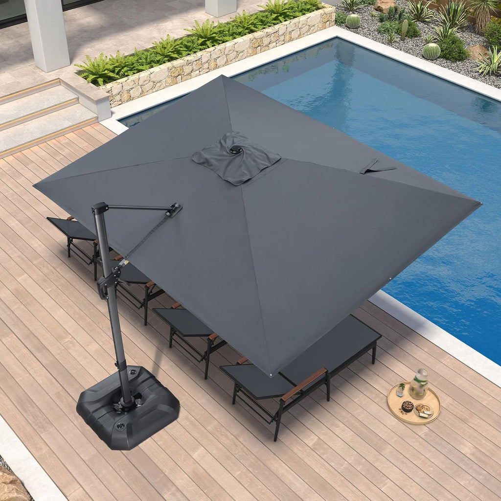 9' X 11.5' Patio Umbrella Outdoor Cantilever Rectangle Umbrella Aluminum Offset Umbrella with 360-degree Rotation Pool -