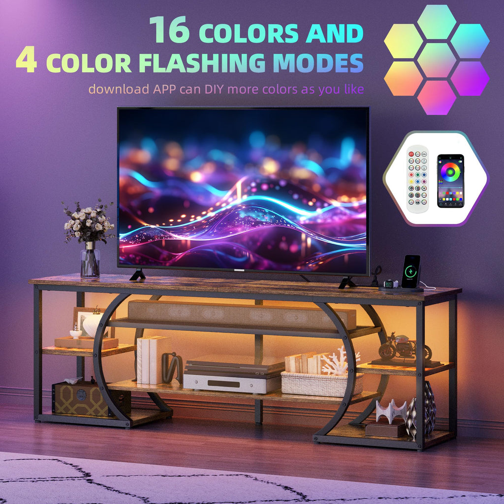 TV Stands, LED Entertainment Center, Rustic Brown