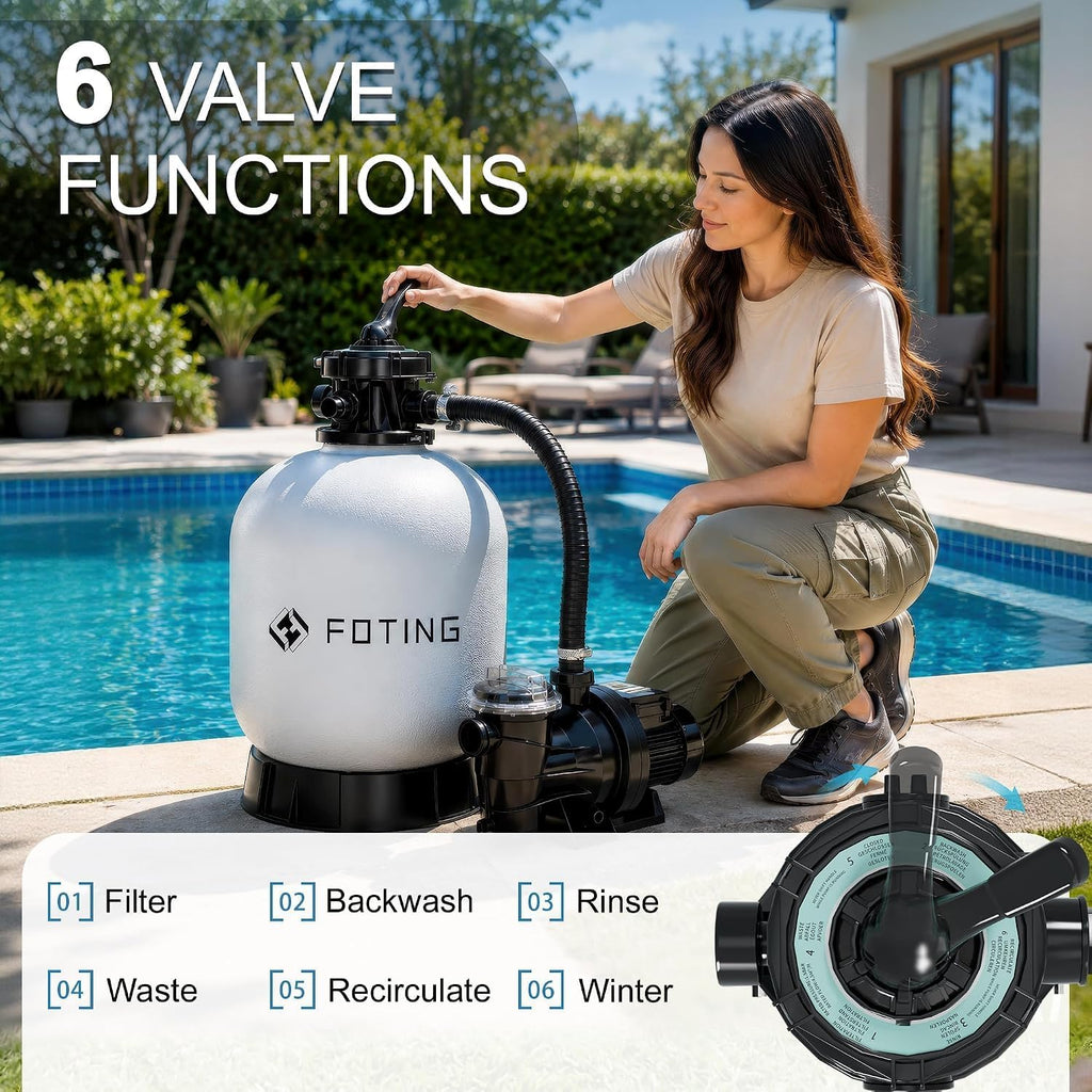 16in 1.5 HP Sand Filter Pump for Above Ground Pool, 6500 GPH Pool Pumps Above Ground for Pools up to 22000 GAL, Sand