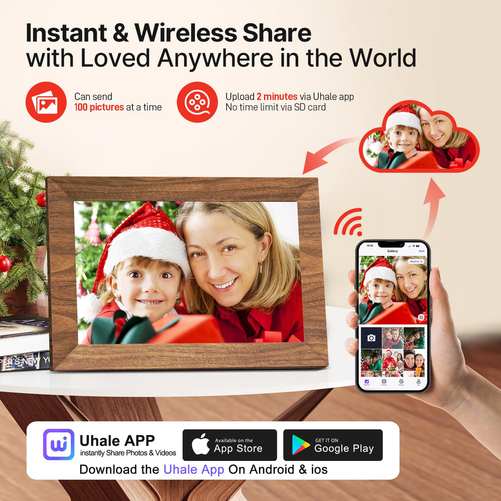 Uhale 10.1" Digital Photo Frame 32GB Storage WiFi Electronic Picture Frames
