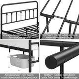 Classic Metal Platform Bed Frame Mattress Foundation with Victorian Style Iron-Art Headboard/Footboard/Under Bed