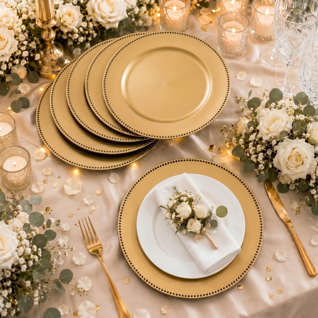 6 Pack 13" with Gold Beaded for Wedding