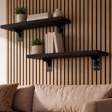 2 Pack Wall Shelves for Wood Slat Acoustic Panels 5.5" x 15.7" Acoustic Wall Shelf Mount Retail Display Shelves Slat