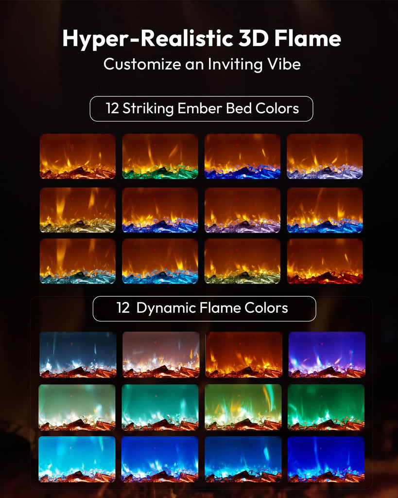 50 Inch Electric Fireplace Recessed Wall Mounted