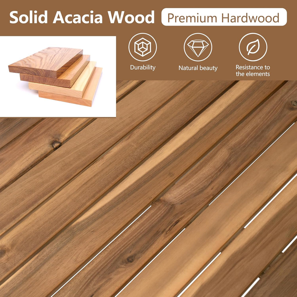 4pc Acacia Wood Outdoor Sectional Sofa Set with Cushions | Slatted Design - Modern Patio, Deck & Garden Seating for