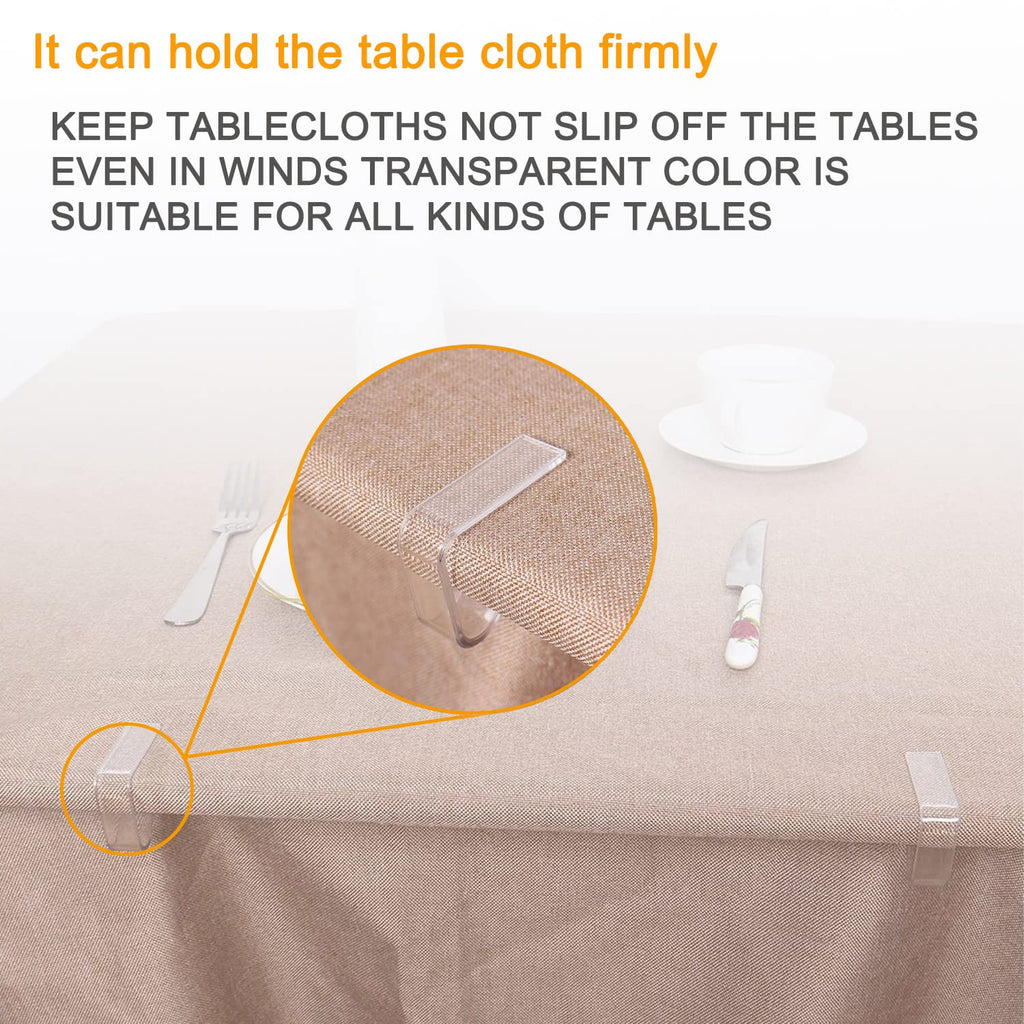 48 Pieces Transparent Clear Tablecloth Clips, Plastic Table Cloth Clips, Windproof Table Cover Holder Clamps, Table