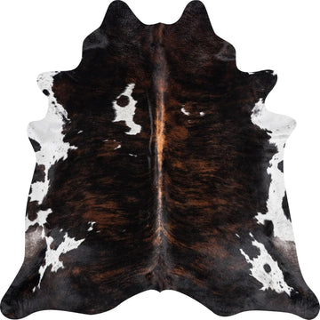 100% Genuine Brazilian Cowhide Rug - Dark Tricolor - Luxury Cowskin Leather Area Rug Décor 7 x 6 feet