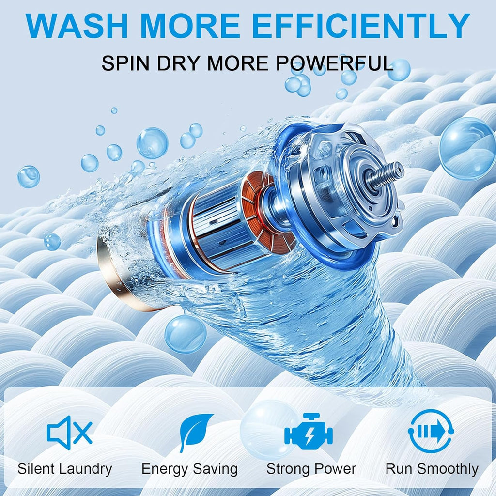Portable Washing Machine, 16LBS Full Automatic Washer and Spinner, 10 Programs with Child Lock & Energy-Saving