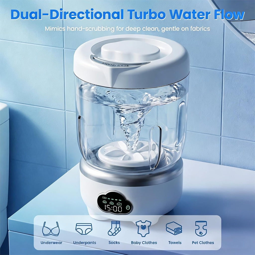Mini Underwear Washing Machine, Portable Washing Machine, Upgrade 1.6L Foldable Mini Washer with 3 Modes, Rechargeable
