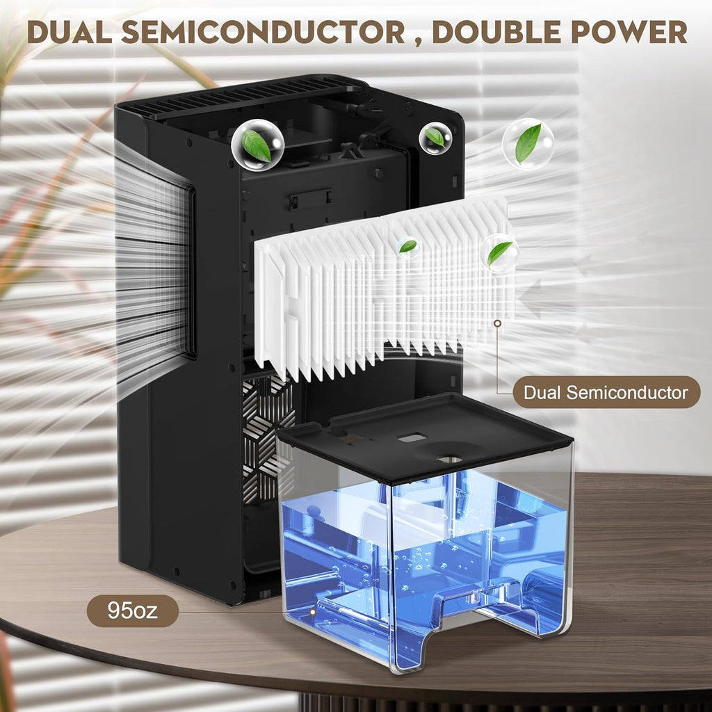 Dehumidifier for Home, 1000 sq.ft Dehumidifiers for Basement Bedroom Bathroom with 95 OZ Water Tank