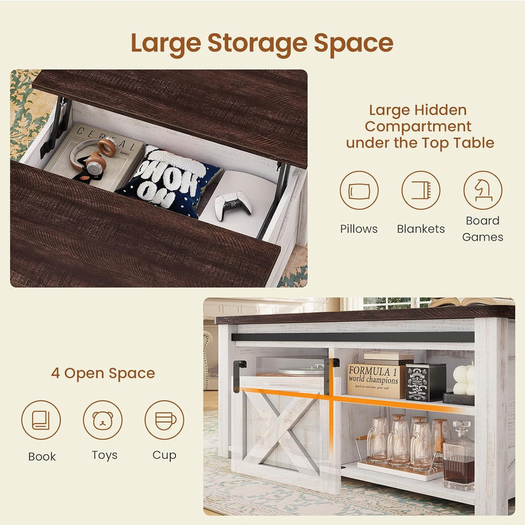 31.5" Lift Top Coffee Table with Storage, Square Coffee Tables
