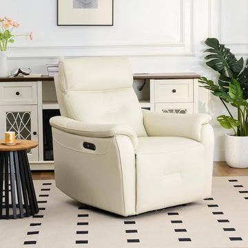 Genuine Leather Recliner Chair, Electric Power Recliner Chairs for Adults, Comfortable Single Sofa Chair with USB