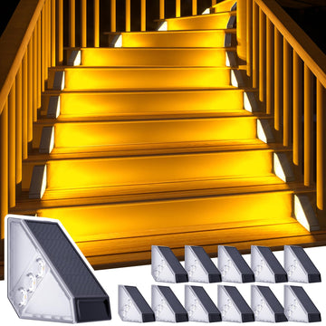 Solar Step Lights for Outside, 12 Pack Solar Stair Lights Outdoor Waterproof, Triangle Deck Step Lights Solar