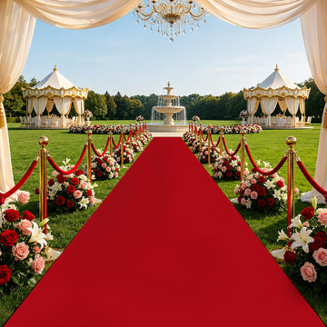 Red Carpet Runner Rug for Party and Event, Non-Slip TPR Rubber Backed Aisle Runway red Rug for Step, Proposal &