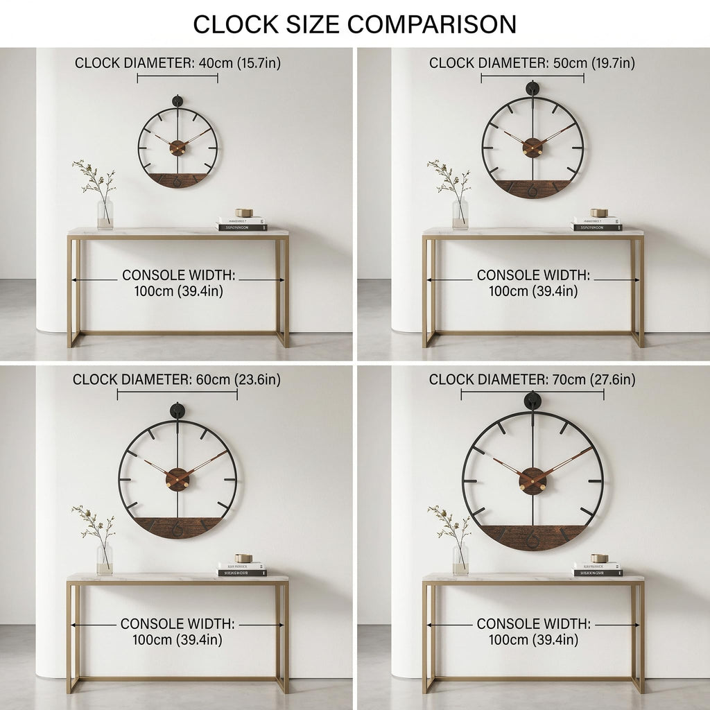 Modern Wood Walnut Dial Wall Clock, Large Simple Wall Decor Metal Frame Silent Non Ticking Clock Decor, Kitchen