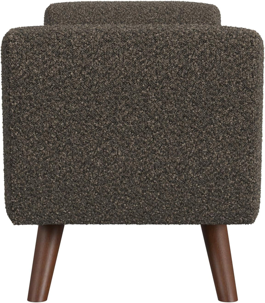 60" Modern Storage Bench with Wood Legs - Dark Brown Boucle