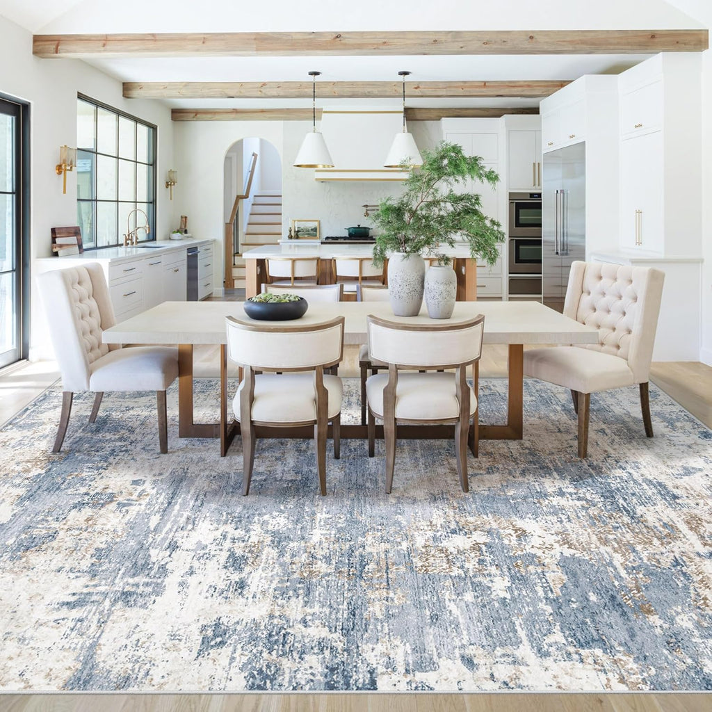 Area Rugs for Living Room, Washable Modern Abstract Large Area Rug Neutral Soft Non Slip Kids Rug Stain