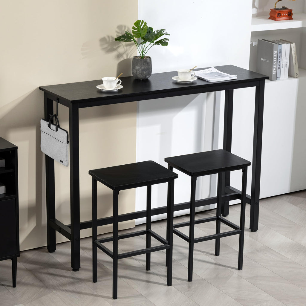 52.7" Industrial Bar Table Set with 2 Stools - Counter Height Dining & Pub Table for Small Spaces, Kitchen