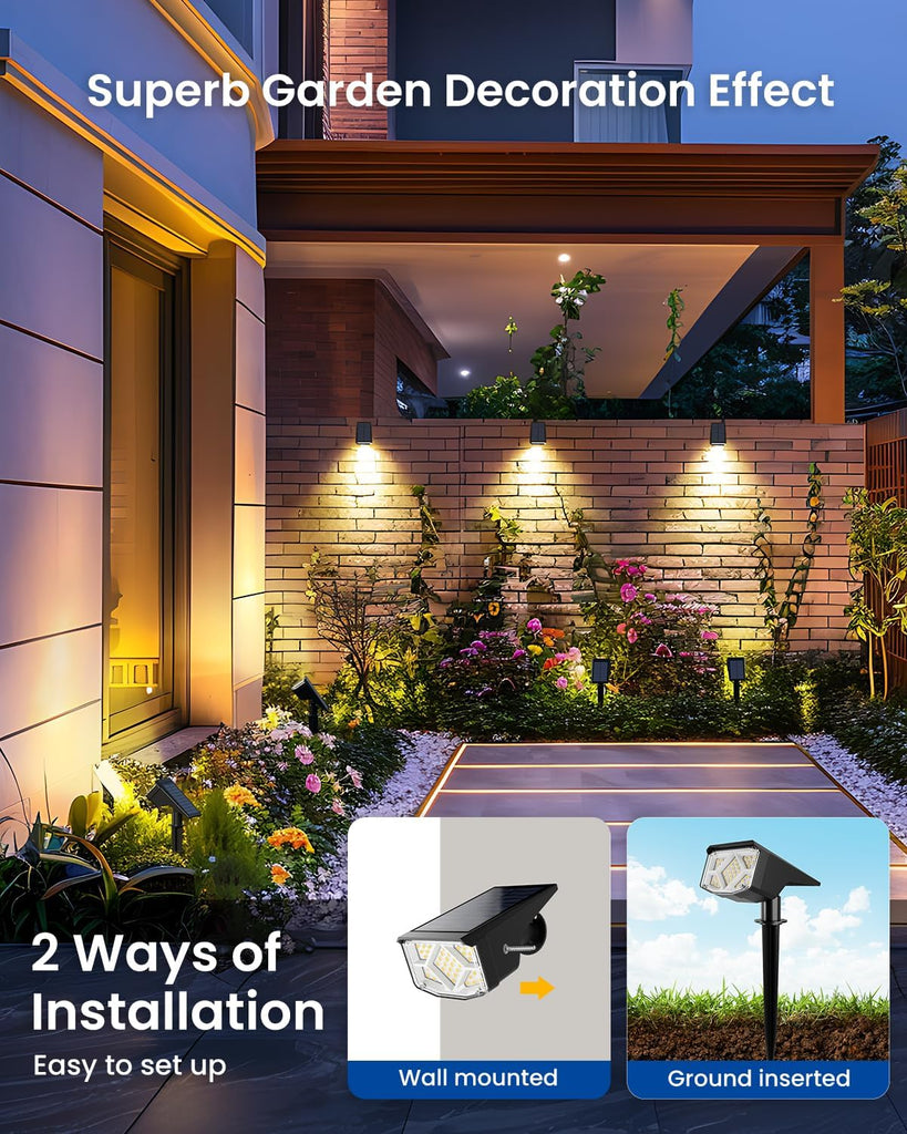 Spot Lights Outdoor Waterproof, Solar Spotlights 10 Pack Warm White | Solar Landscape Spotlights Outdoor, Compact