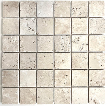 2x2 Light Ivory Tumbled Travertine Mosaic Tile Backsplash Wall Floor