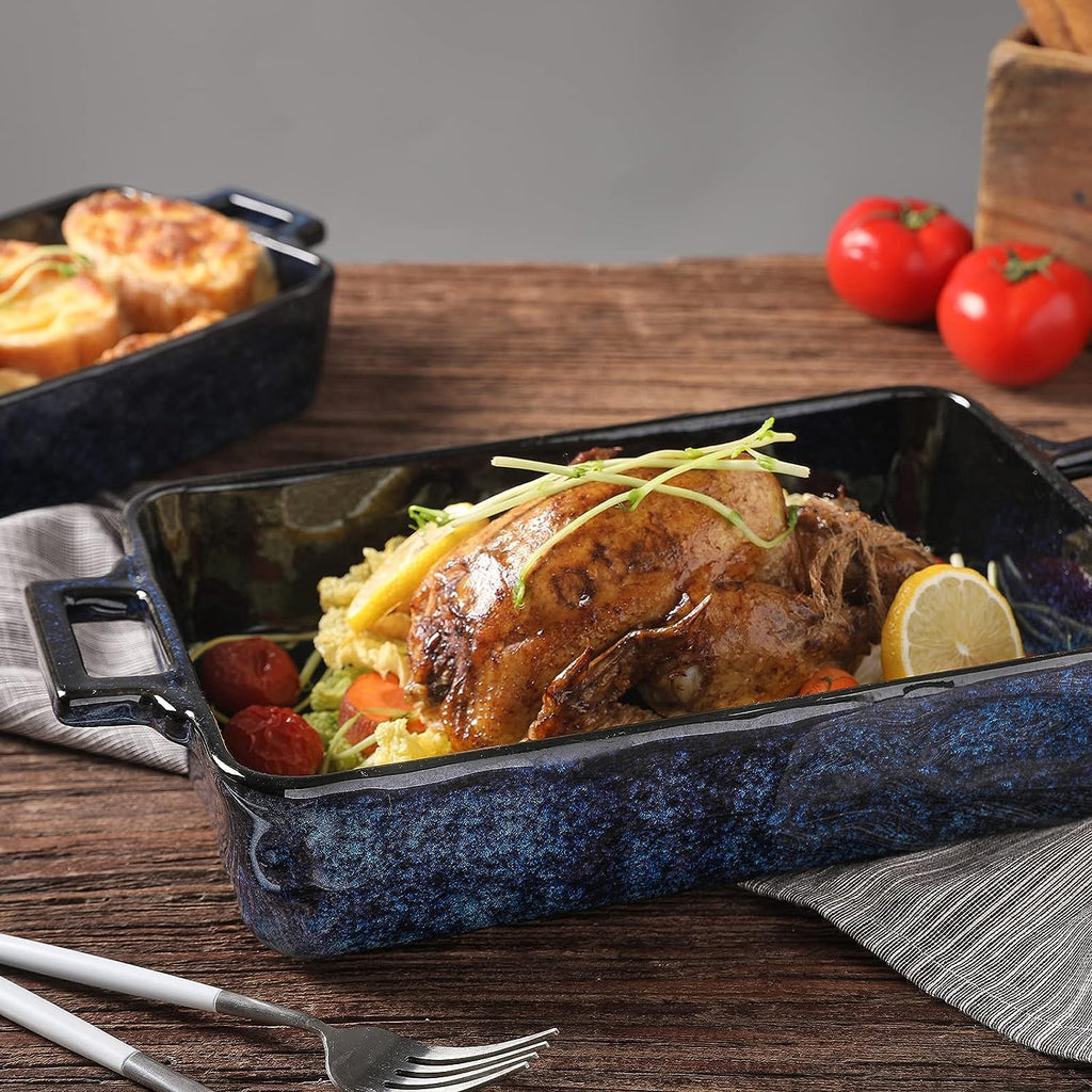 Ceramic Bakeware Set, Porcelain Rectangular Lasagna Pans Casserole Dish Set for , Cooking, Kitchen, Cake Dinner