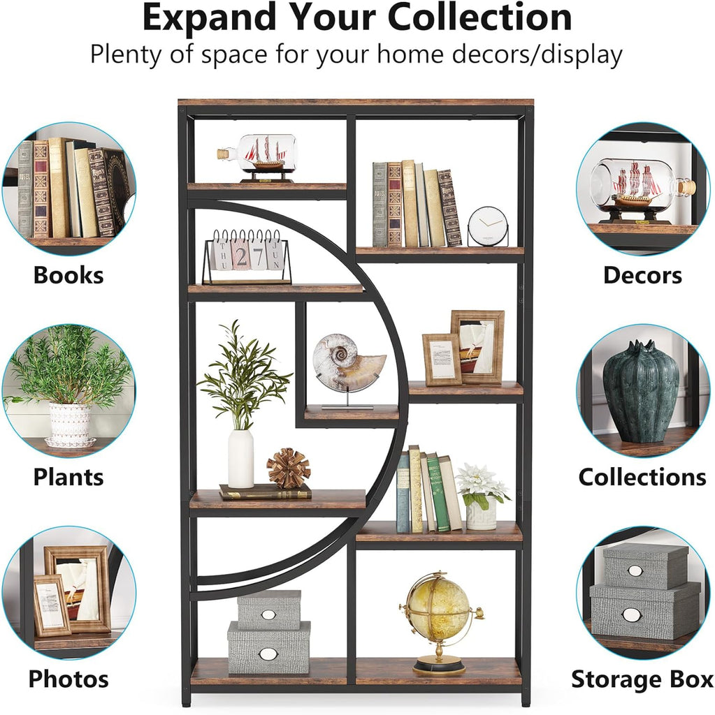 Bookshelf, Industrial 5 Tier Etagere Bookcase