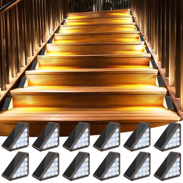 Solar Stair Lights, 12 Pack Warm White Step Lights Outdoor Waterproof
