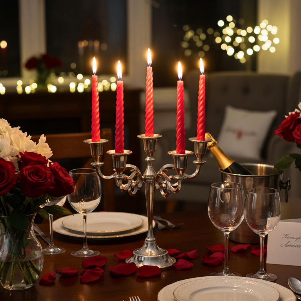 5 Arm Candelabra Taper Candle Holders Decorations Indoor Kitchen Décor Table Candles Candlestick Candelabra