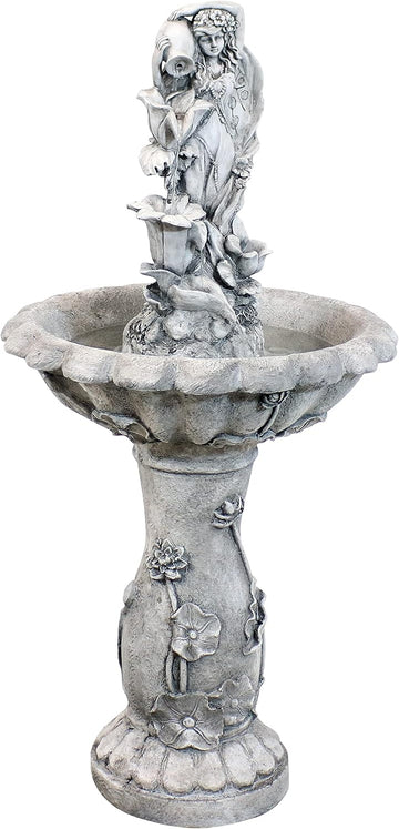 Fairy Flower Solar Water Fountain - 42-Inch Outdoor Water Feature with LED Light, Decks