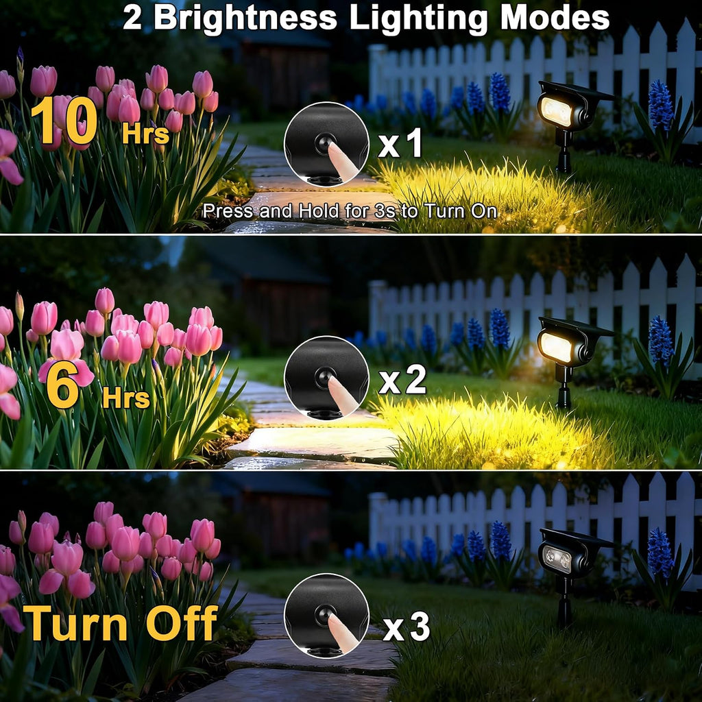 Solar Landscape Spotlights Outdoor for Garden Ambience, Warm White LED Spot Lights for Tree, Flag Lighting