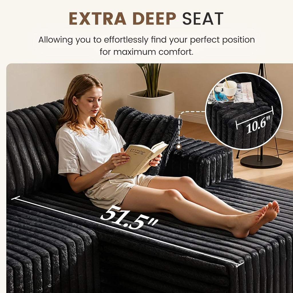 113" Boneless Sectional Couch for Living Room, L Shaped Sectional Sofa Couch with Right Chaise Longue