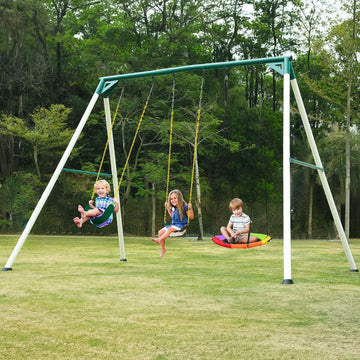 9.5ft Tall Swing Sets for Backyard for Big Kids & Adults (Patented)