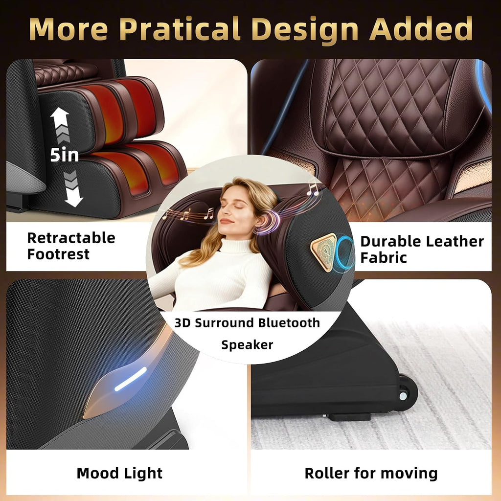 2026 Massage Chair Full Body, Zero Gravity Massage Chair Recliner - Upgraded 10-Point Roller, Heating, Airbags, Foot