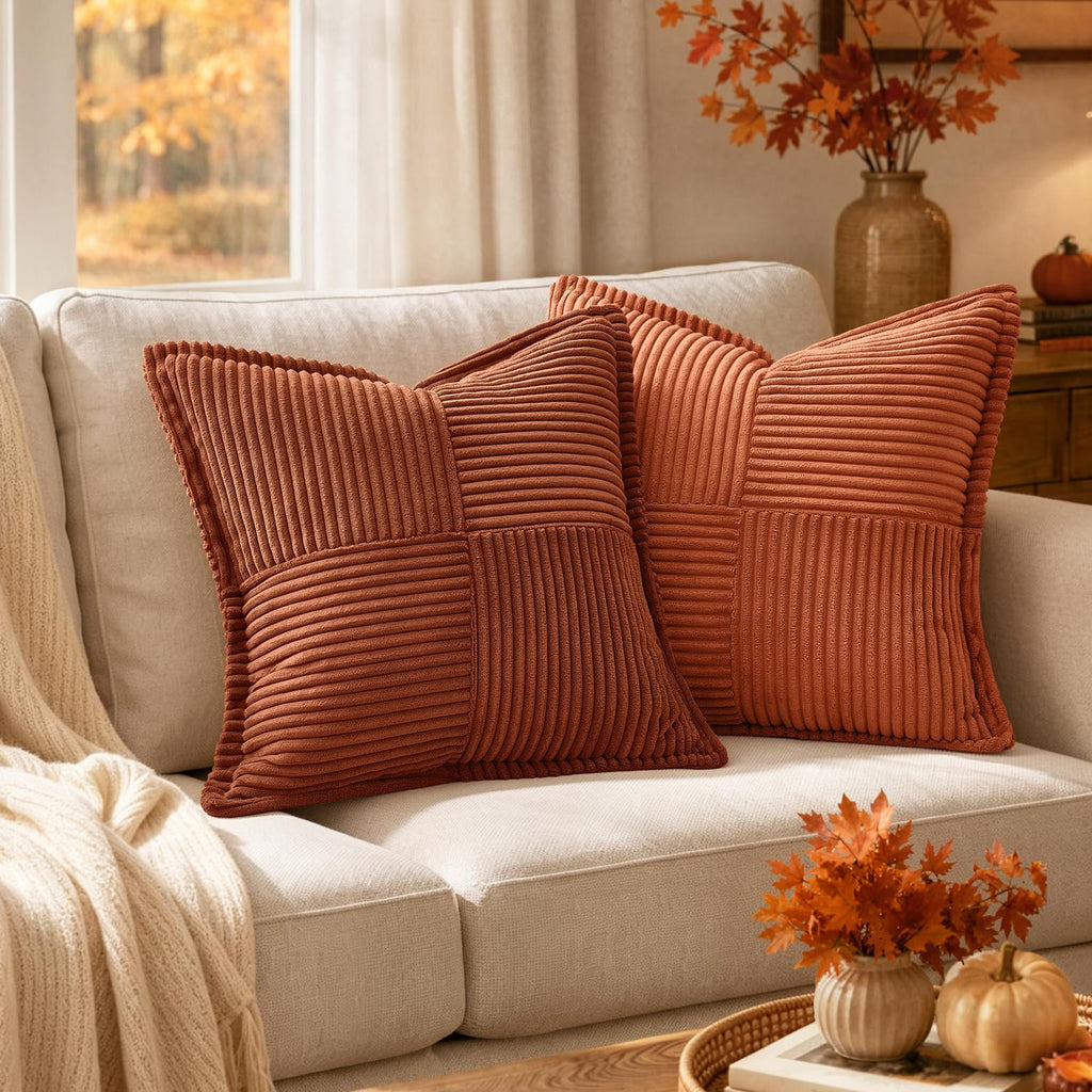 Fall Rust Decorative Throw Pillow Covers for Couch 20x20 Inch