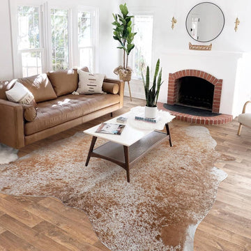 Faux Cowhide Rug Large 8x10 Cow Print Non-Slip Cow Hide Area Rug Western Animal Print Rug No Fur Cowhide Design Decor