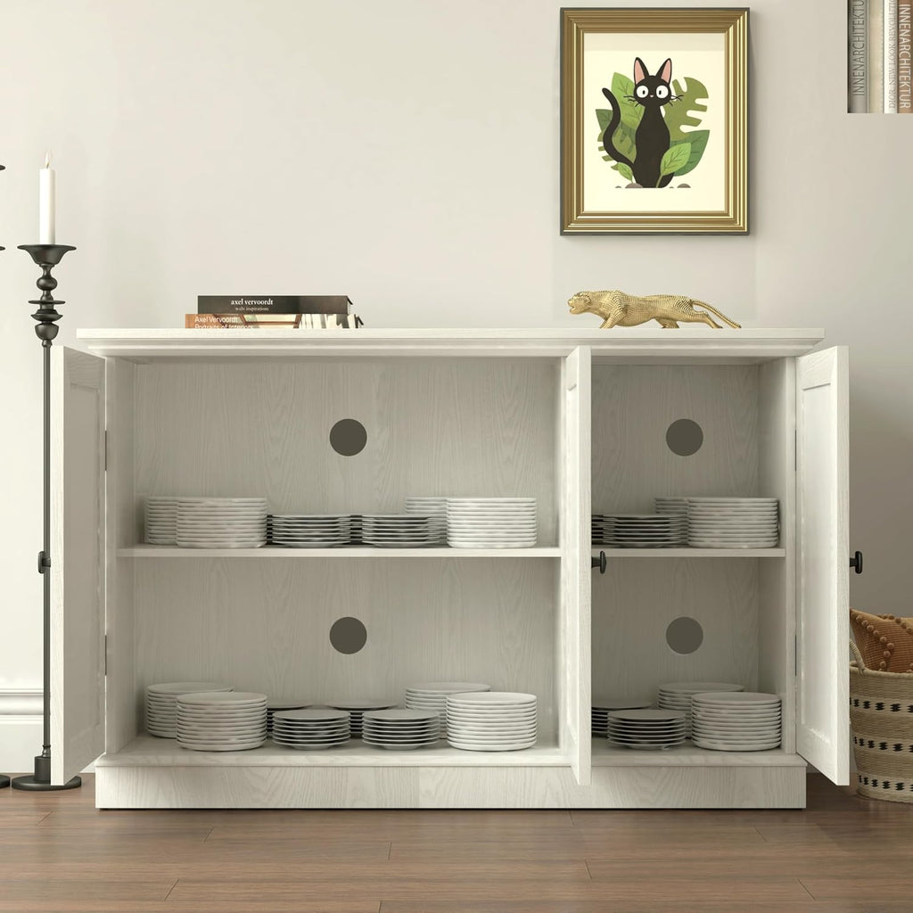 45" Modern Buffet Sideboard Cabinet, Storage Cabinet with 3 Acrylic Mirrored Doors & Adjustable Shelves