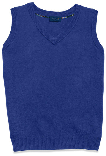 Uniforms Kid's V- Neck Sweater Vest Sweater, Royal Blue, XL