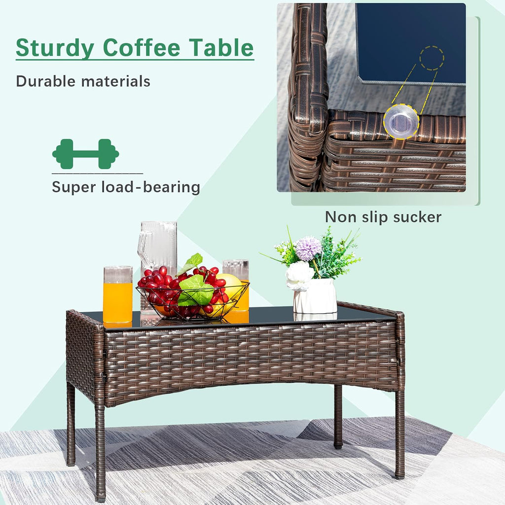 Patio Furniture 4 Pieces Conversation Sets Outdoor Wicker Rattan Chairs Garden Backyard Balcony Porch Poolside
