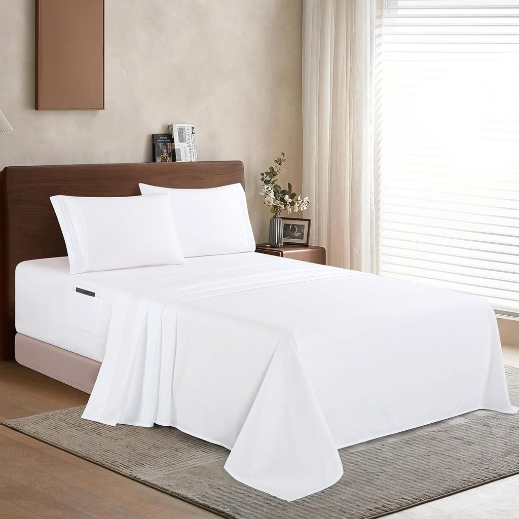Luxury 1500 Premium Hotel Quality Microfiber 4-Piece Sheet Set - Soft, All Around Elastic 18-24 Inches Deep Fitted