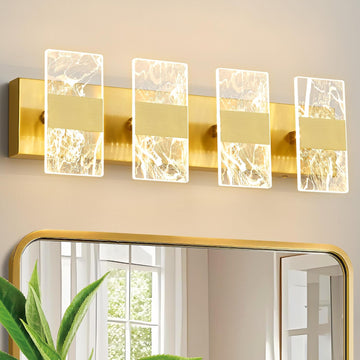 Modern LED Bathroom Light Fixtures Dimmable 4-Light Gold Vanity Light | 5CCT Adjustable Lighting Fixture Vanity