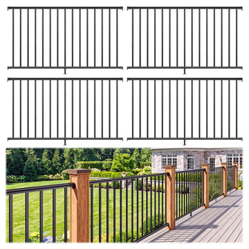 4 Pack 42 in x 6 ft Aluminum Porch and Deck Railing Kit Without Post