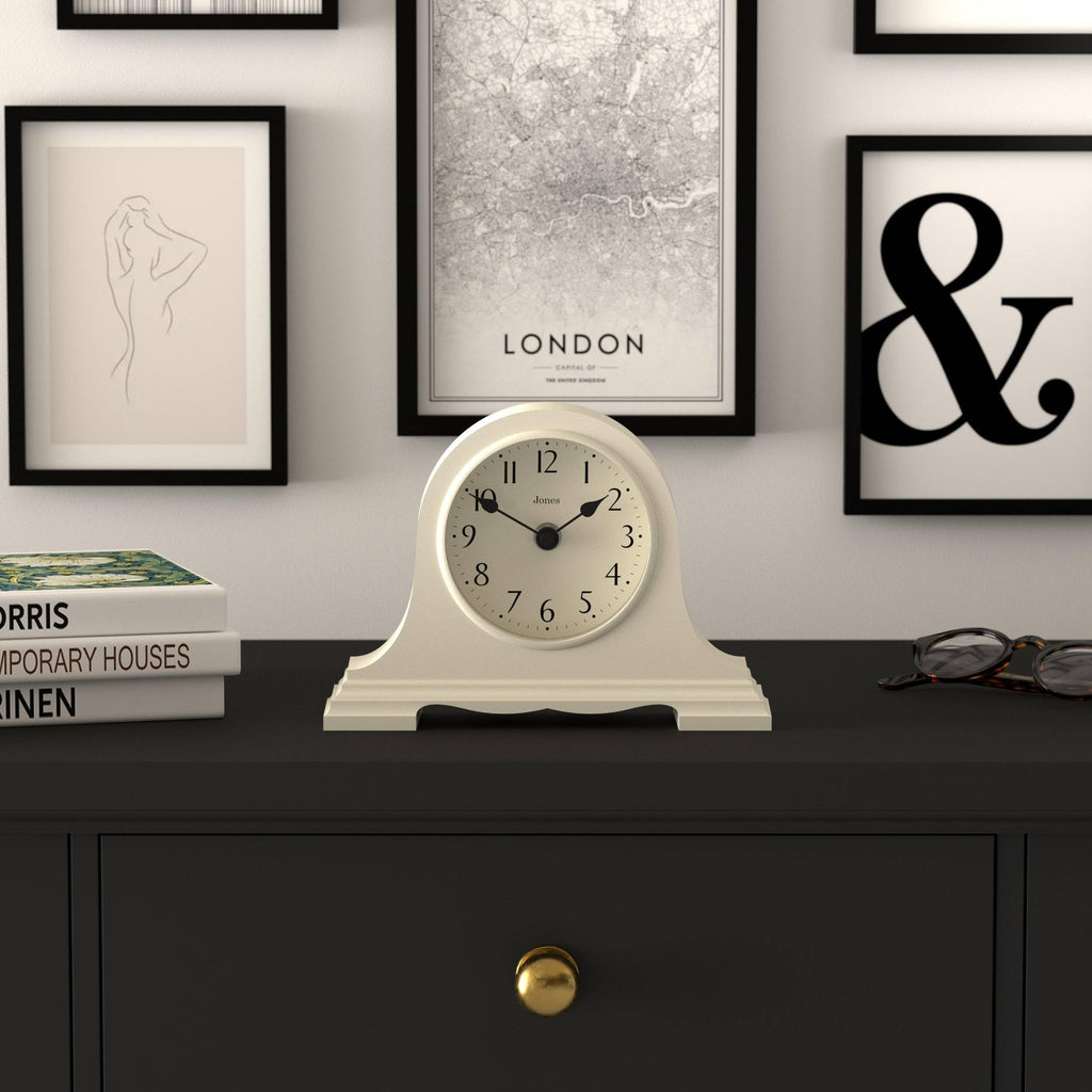 Speakeasy Small Mantel Clock | Napoleon's hat Design | Cream