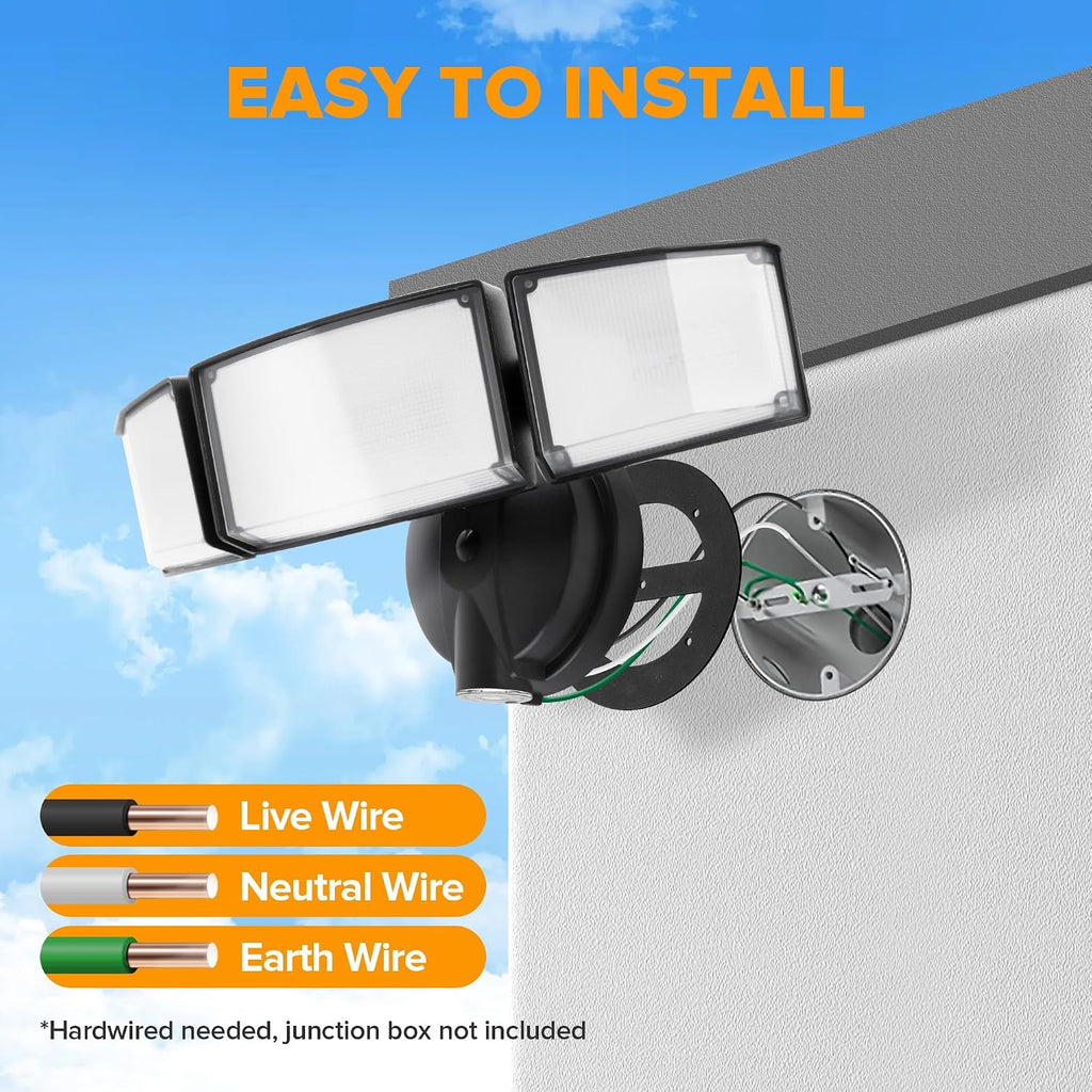 75W 8000LM Dusk to Dawn Outdoor Lighting, LED Flood Light Outdoor with Photocell, 5000K Daylight, IP65 Waterproof